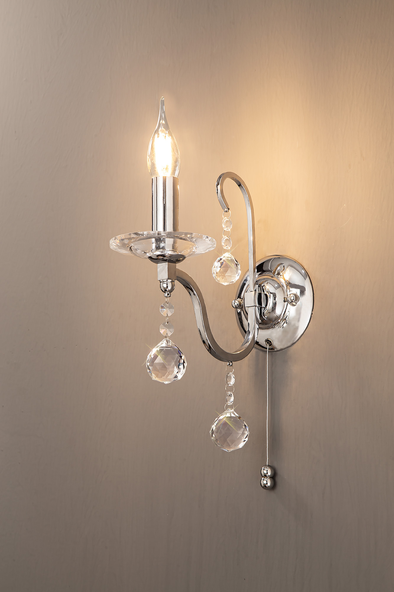 IL30111  Bianco Crystal Switched Wall Lamp 1 Light Polished Chrome